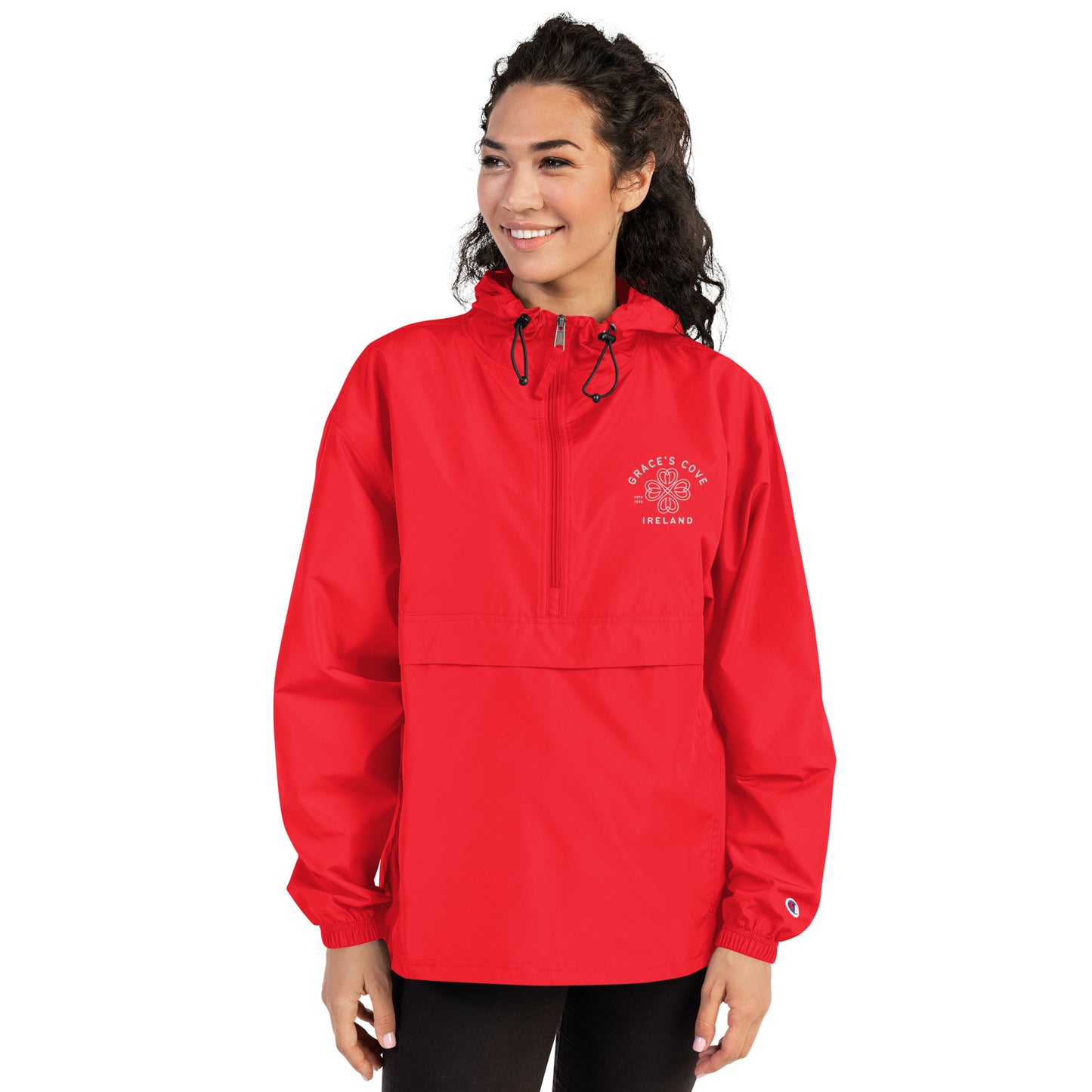 GRACE'S COVE Embroidered Champion Packable Jacket