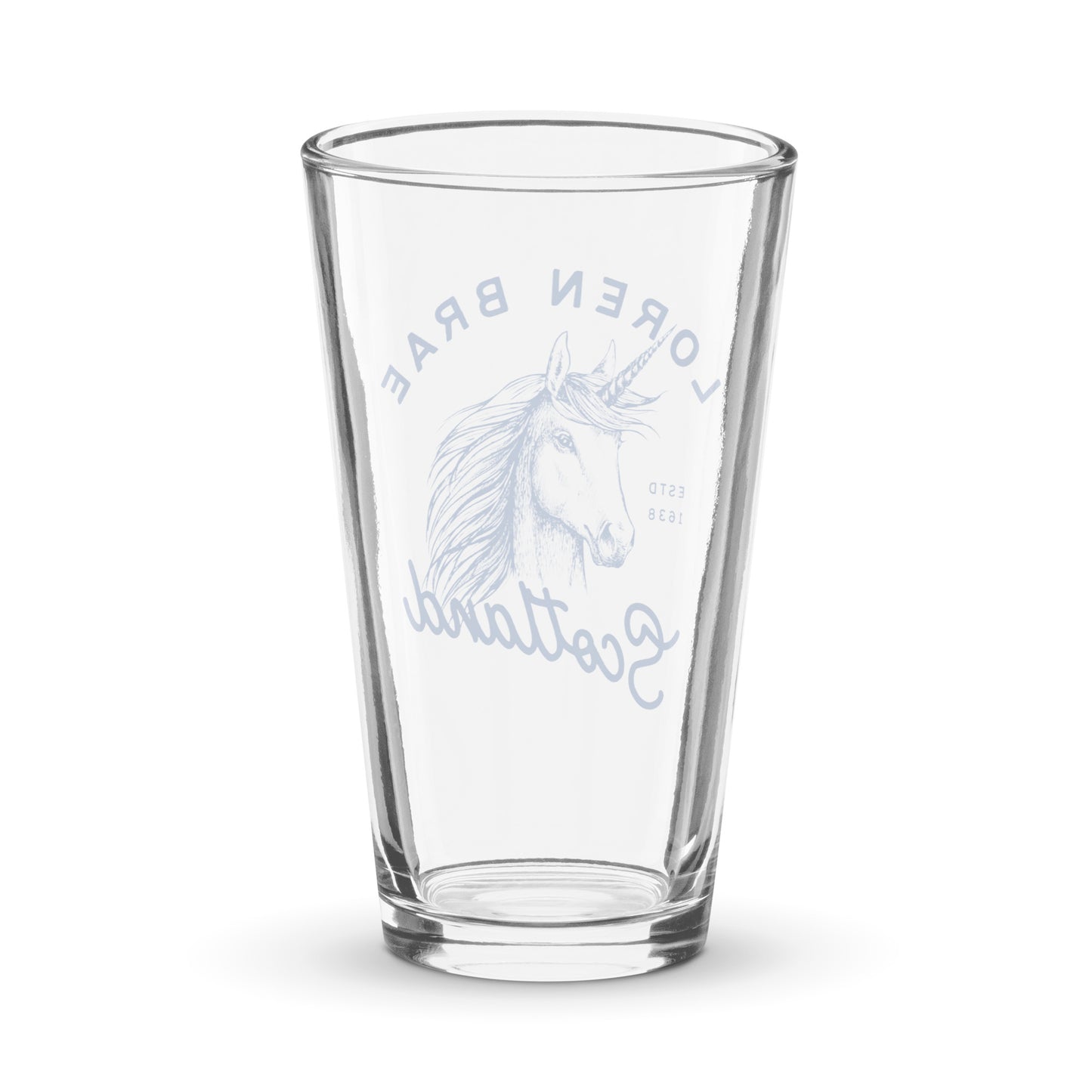 Loren Brae Unicorn Shaker pint glass