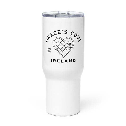 Grace's Cove Heart Travel mug with a handle