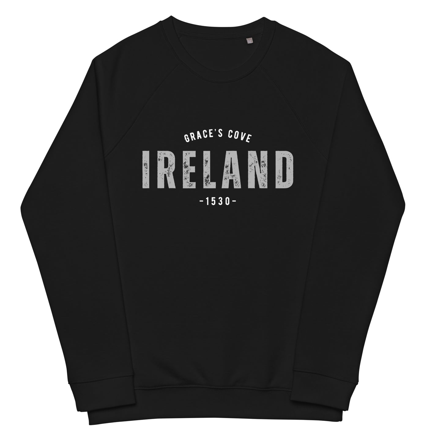 Grace's Cove Ireland Collegiate Unisex organic raglan sweatshirt